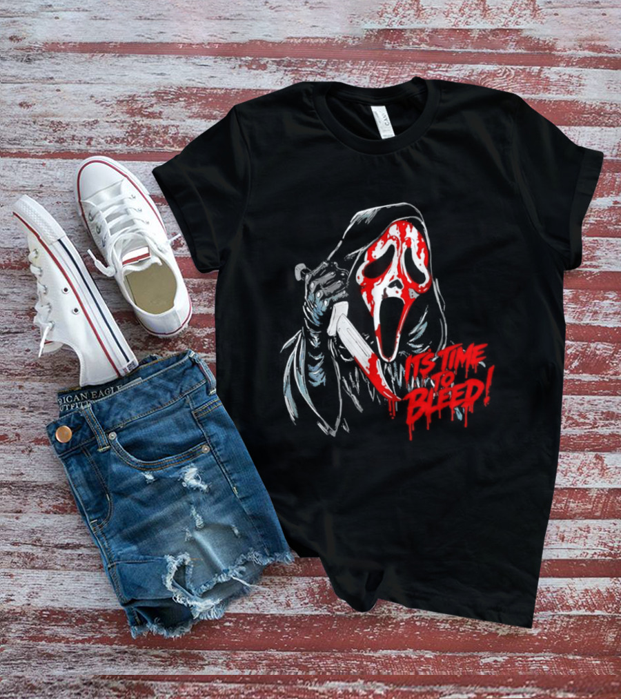 Ghost Face Time To Bleed Horror Iconic Scream Mask T-Shirt