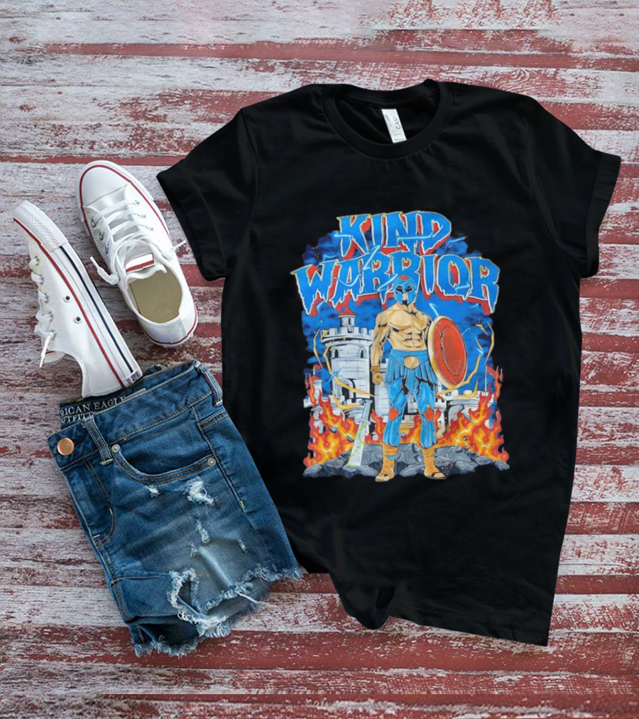 Kind Warrior Castle Flames Comic Hero T-Shirt