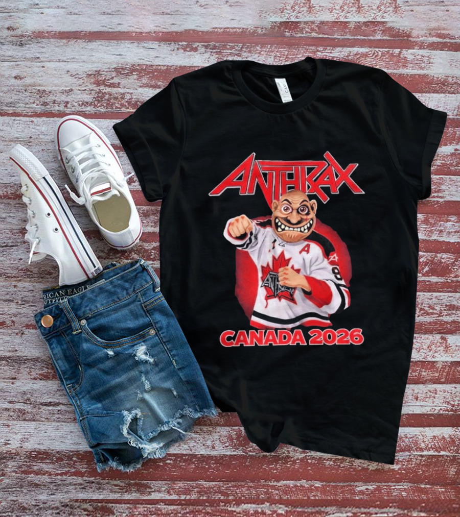 Anthrax Canada 2026 Tour No Man Hockey Player Elbows Up T-Shirt