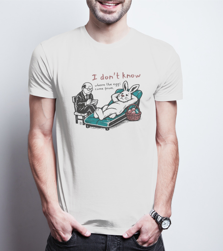 I Don't Know Where The Eggs Come From Old Man And Bunny T-Shirt