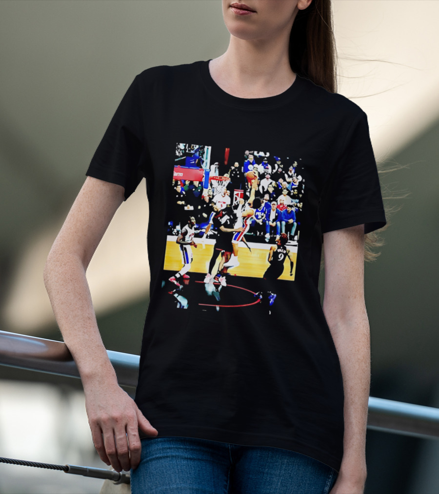 Cade Cunningham Dunking Over Drummond Basketball Game Action Scene T-Shirt