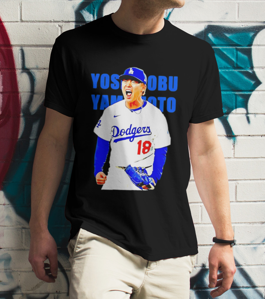 Yoshinobu Yamamoto Los Angeles Dodgers 18 Scream T-Shirt