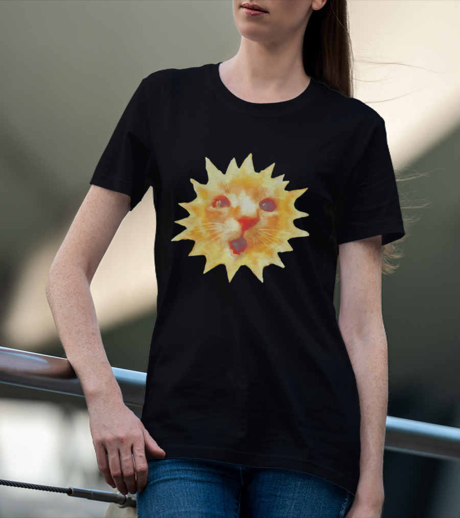 Cat Face Sun Meme Funny Internet Trend T-Shirt