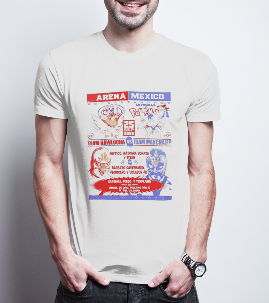 Arena Mexico Team Hawlucha Vs Team Machamp Lucha Libre Battle T-Shirt