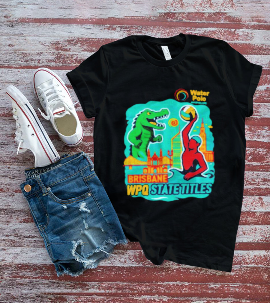 Brisbane WPQ State Titles Water Polo Tournament Crocodile Player Skyline T-Shirt
