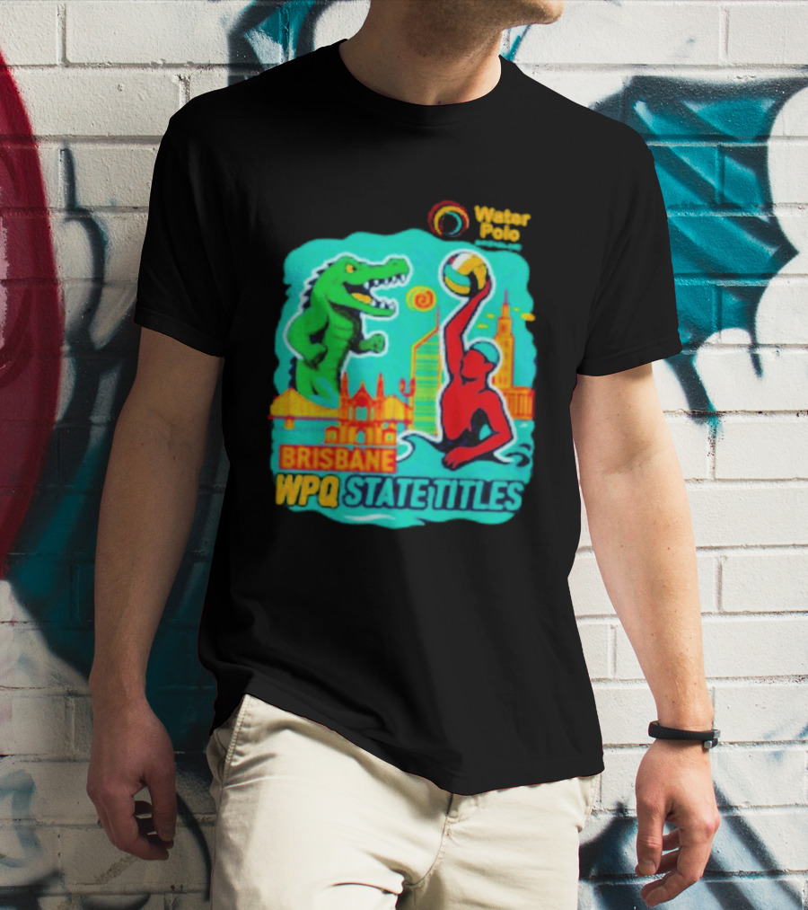 Brisbane WPQ State Titles Water Polo Tournament Crocodile Player Skyline T-Shirt