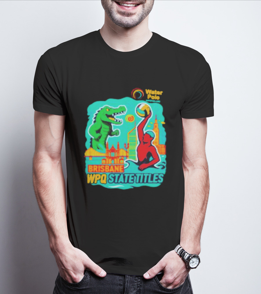 Brisbane WPQ State Titles Water Polo Tournament Crocodile Player Skyline T-Shirt