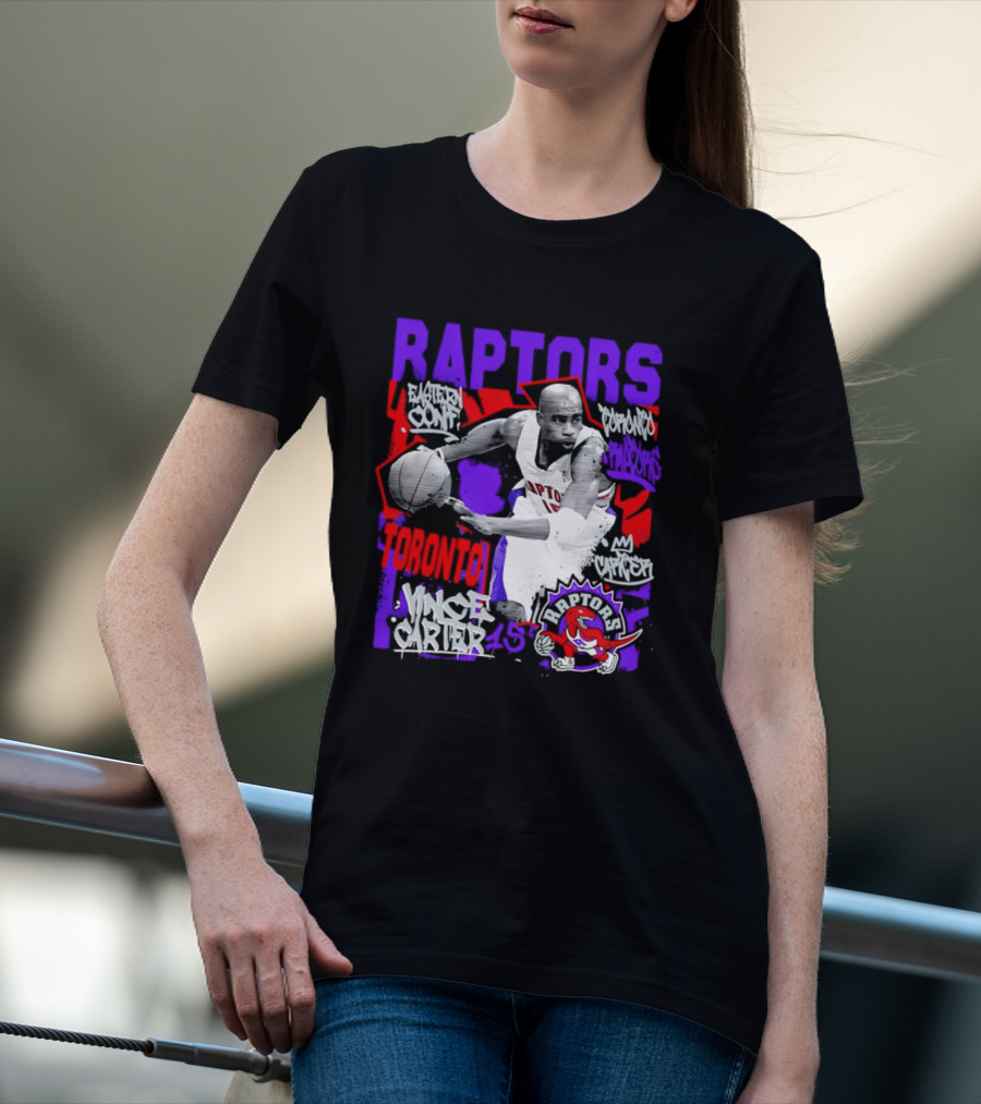 Toronto Raptors Vince Carter Chalked Up Player 15 Paint T-Shirt