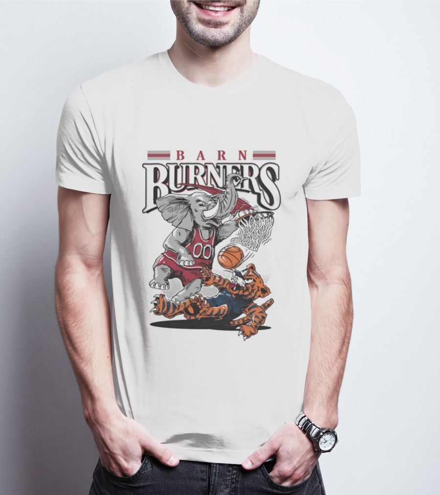 Barn Burners Alabama Crimson Tide Vs Auburn Tigers Basketball Showdown T-Shirt