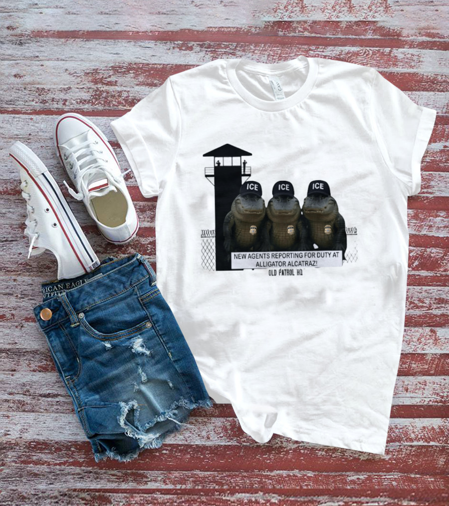 Alligator Alcatraz ICE Agents Guarding Prison Tower Scene T-Shirt