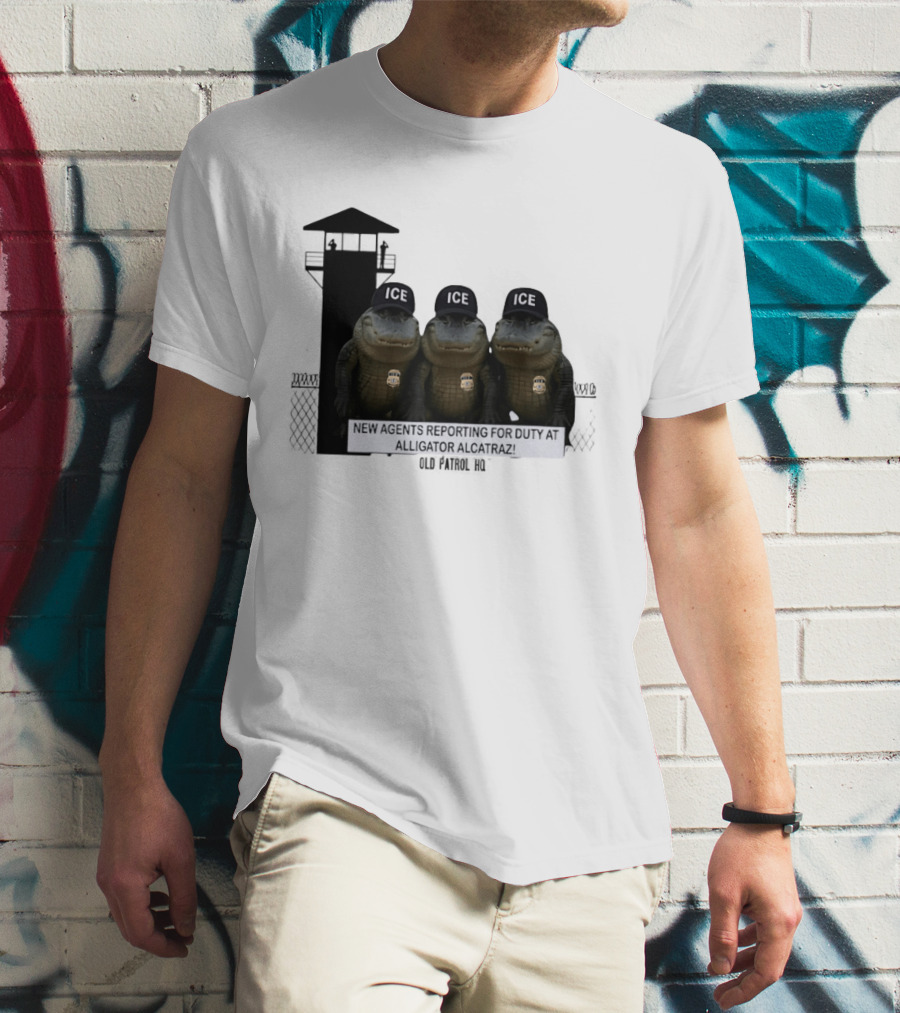 Alligator Alcatraz ICE Agents Guarding Prison Tower Scene T-Shirt