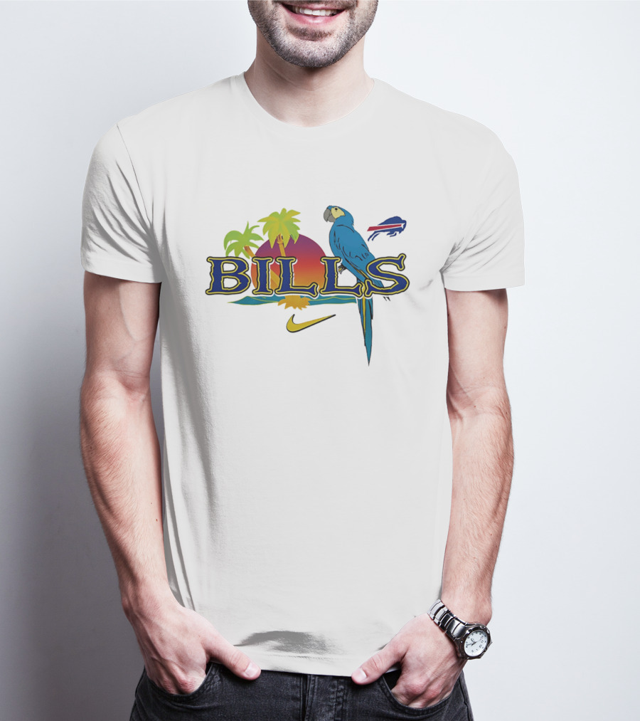 Buffalo Bills Parrot Tropical Vibes With Nike And Palm Trees T-Shirt