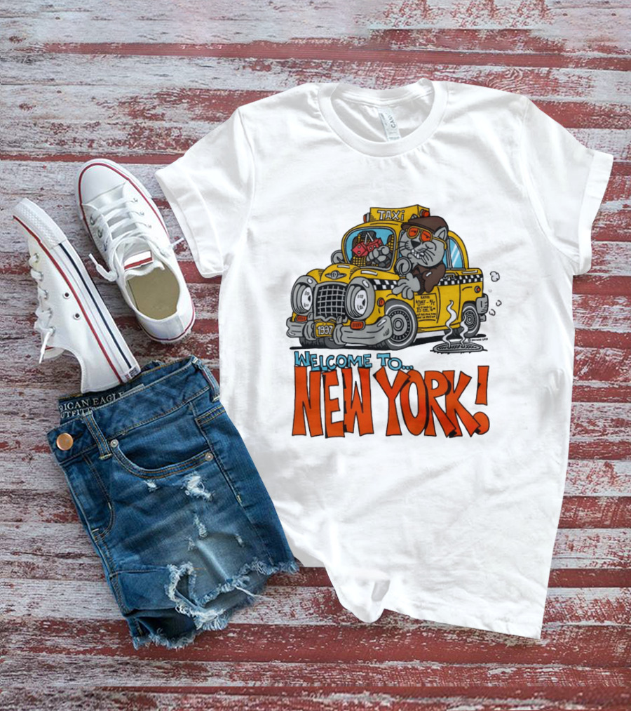 Welcome To New York Taxi Cat Adventure 1937 T-Shirt