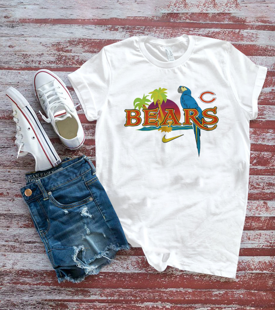Chicago Bears Tropical Sunset Parrot Nike Collaboration T-Shirt