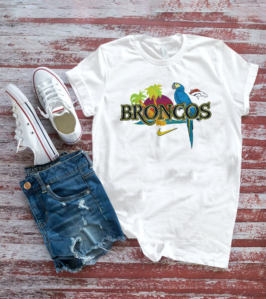 Denver Broncos Parrot Nike Tropical Vibes It's 5 O' Somewhere T-Shirt