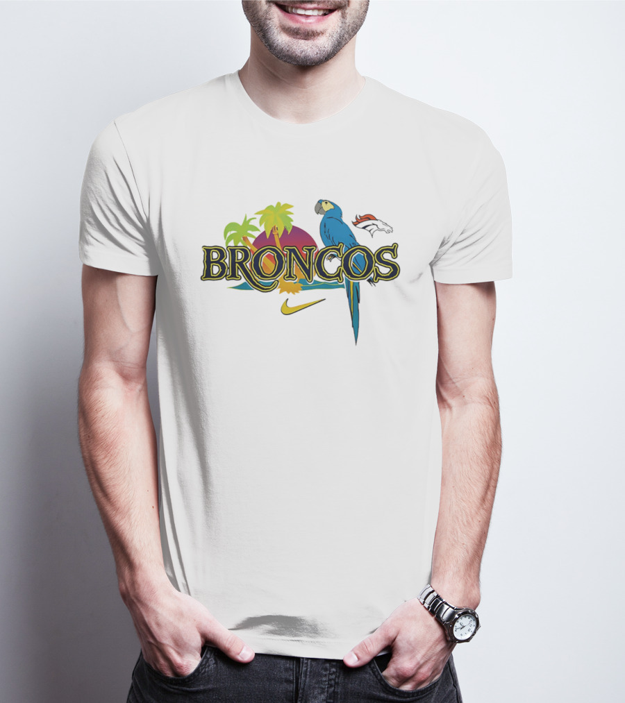 Denver Broncos Parrot Nike Tropical Vibes It's 5 O' Somewhere T-Shirt