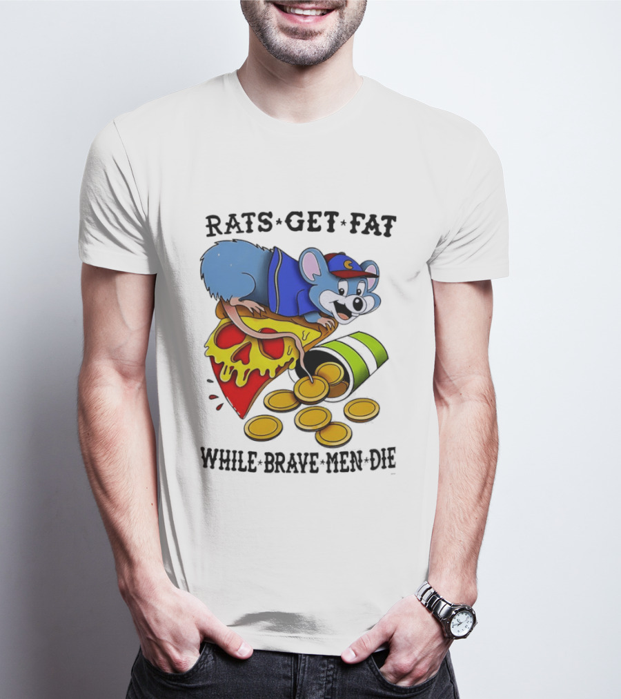 Rats Get Fat While Brave Men Die Pizza Coin Cap Mouse T-Shirt