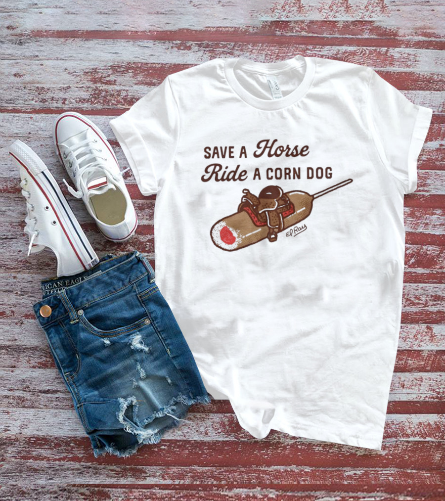 Save A Horse Ride A Corn Dog Cowboy Saddle Humor T-Shirt