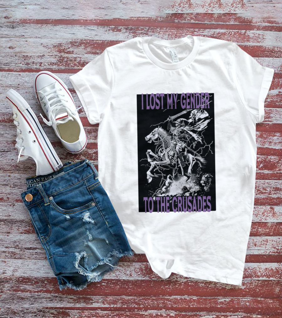 I Lost My Gender To The Crusades Skeleton Riding Horse Skeleton T-Shirt