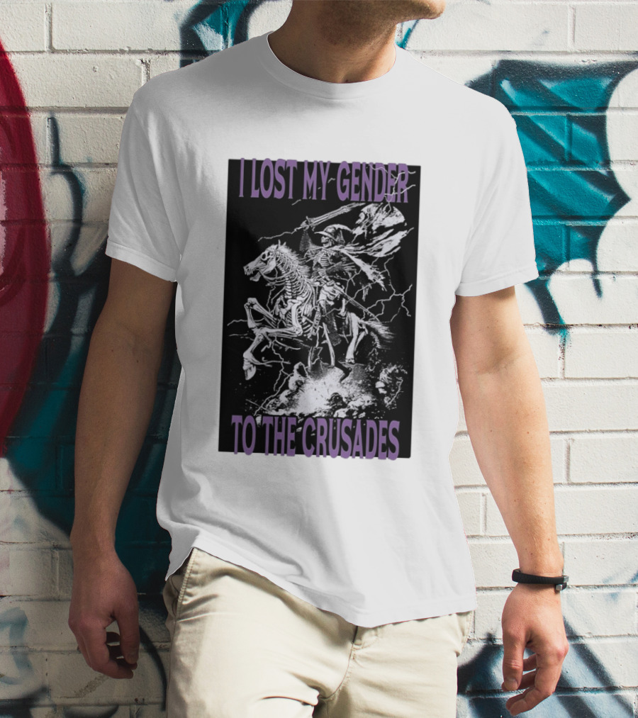 I Lost My Gender To The Crusades Skeleton Riding Horse Skeleton T-Shirt