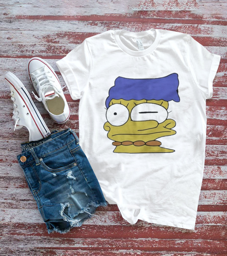 Smeared Marge Simpson Meme Face Cartoon T-Shirt