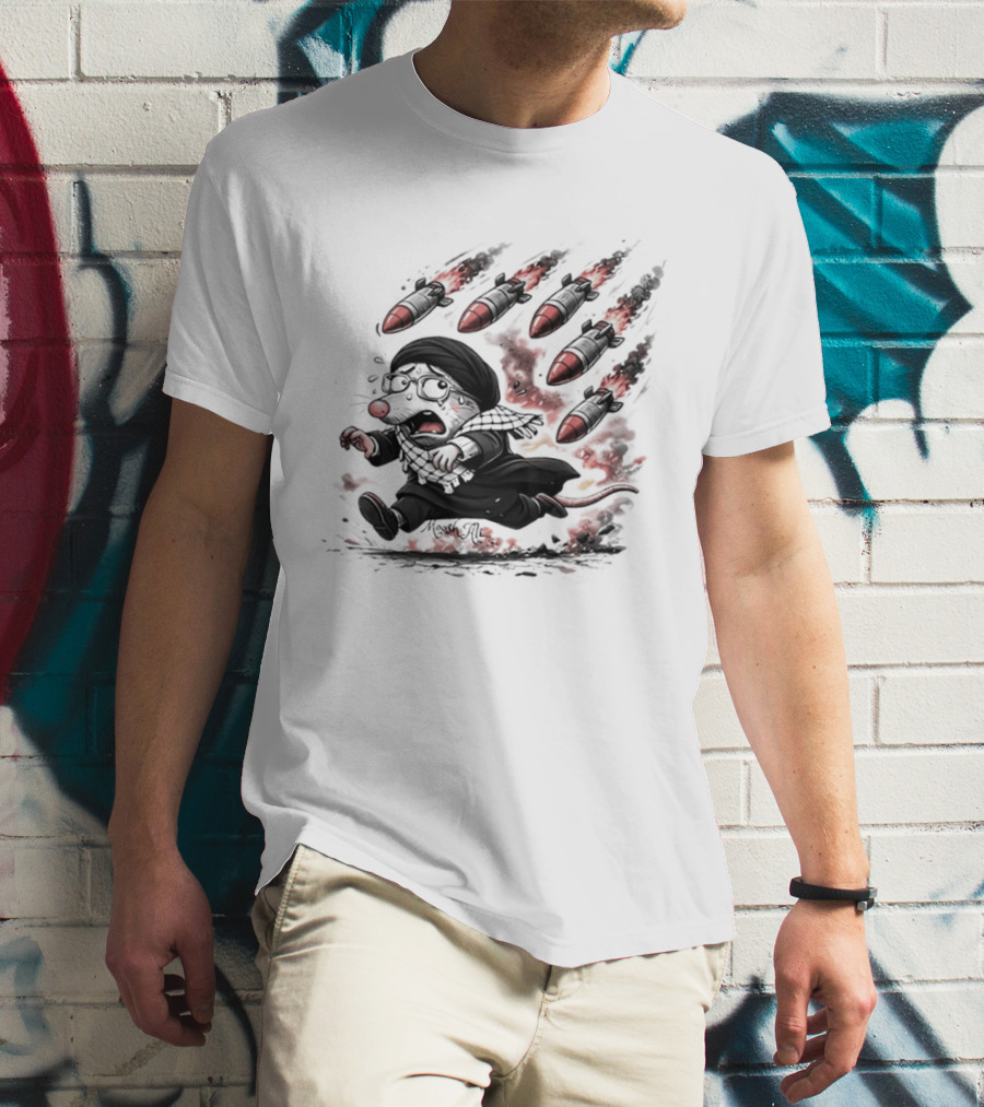 Mooshali Mouse Running From Rocket Attack Meme Cartoon T-Shirt