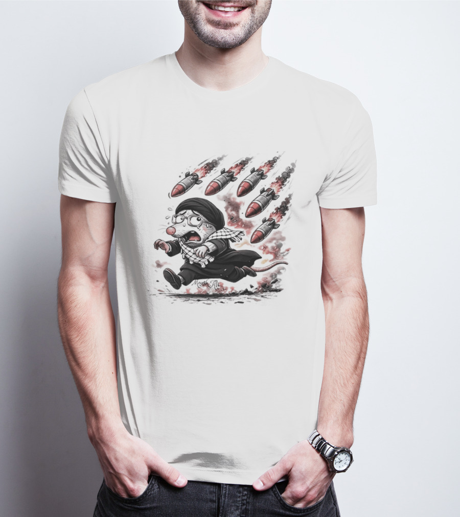 Mooshali Mouse Running From Rocket Attack Meme Cartoon T-Shirt