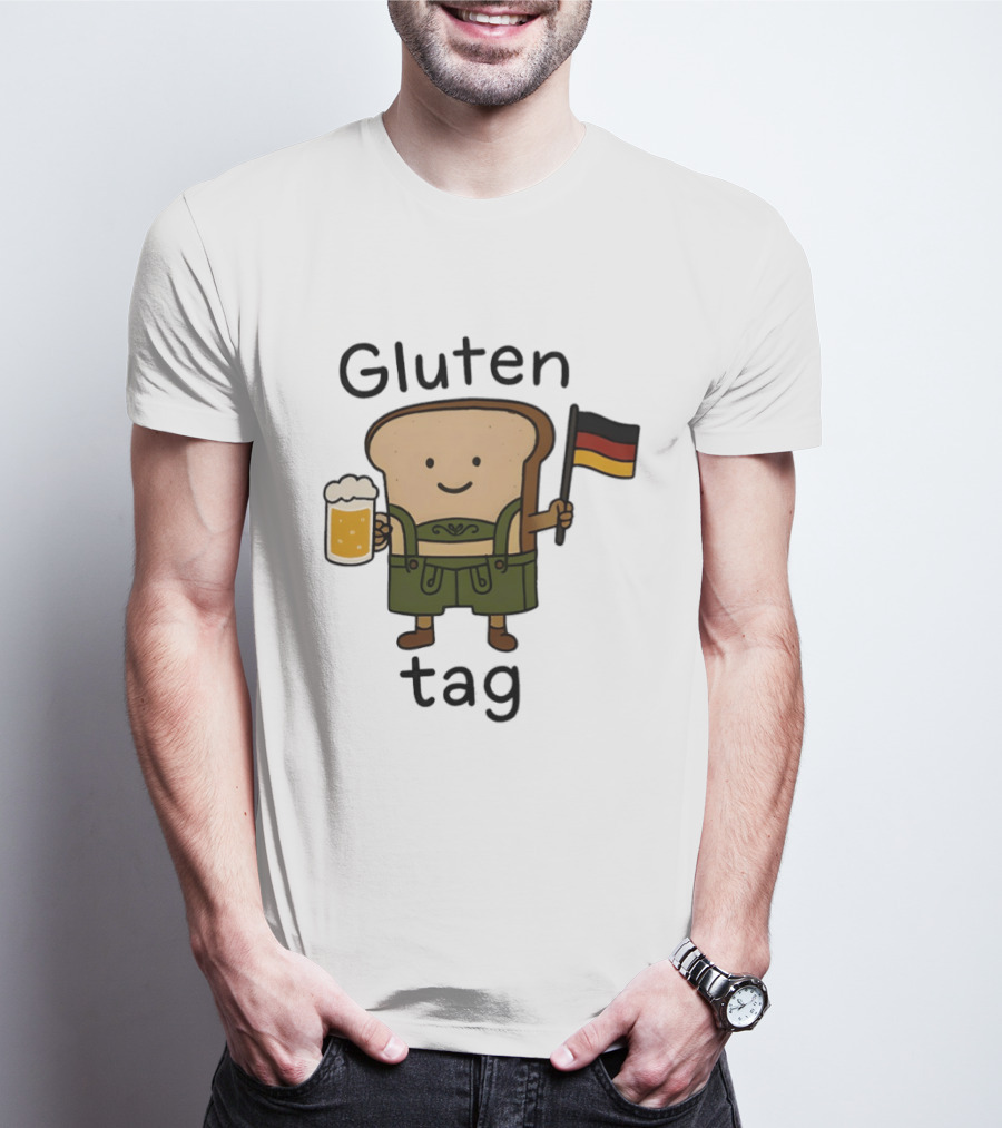 Gluten Tag Bread Character Lederhosen Beer German Flag T-Shirt