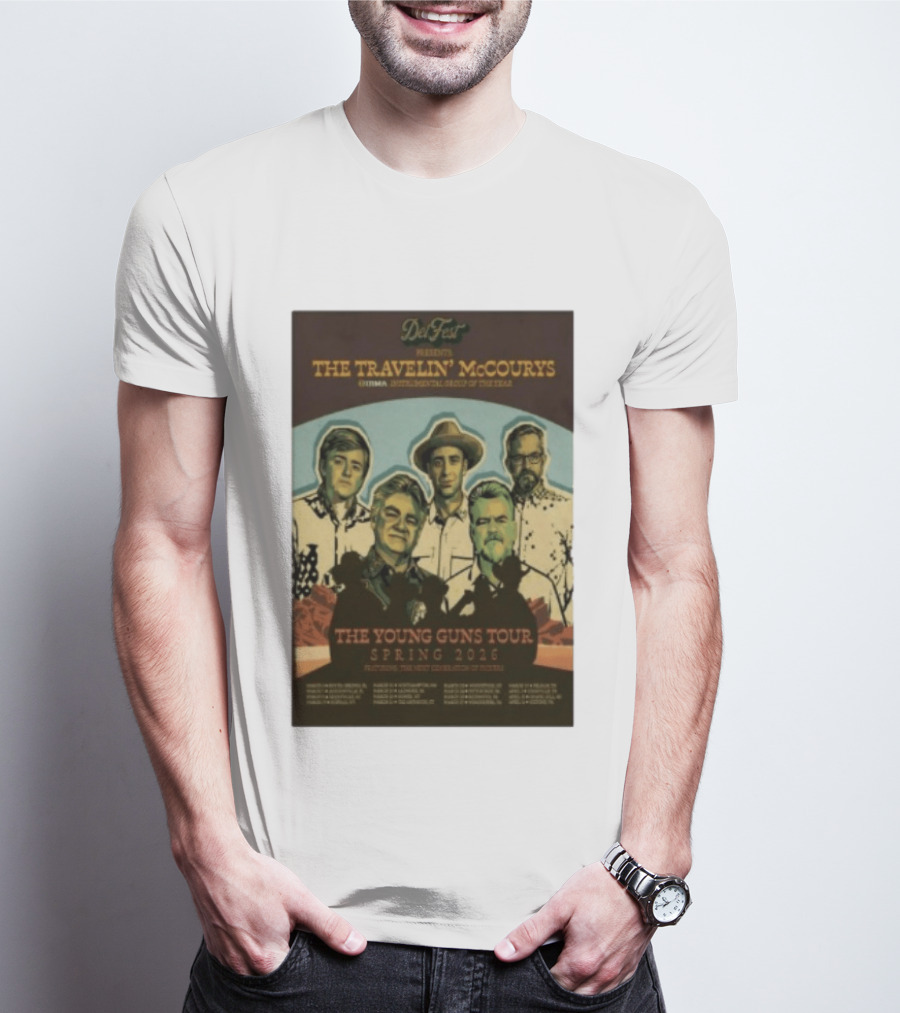 DelFest Presents The Travelin' McCourys IBMA Instrumental Group Of The Year The Young Guns Tour Spring 2026 Featuring The Next Generation Of Pickers T-Shirt