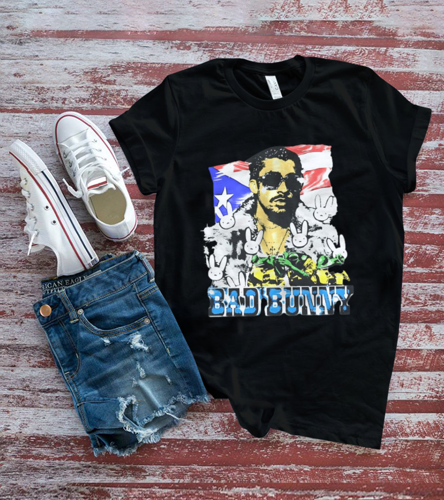 Bad Bunny Puerto Rican Flag Bunny Icon Latin Music T-Shirt