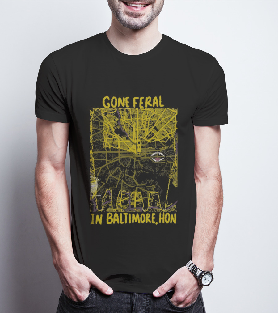 Gone Feral In Baltimore Hon Crab Motif T-Shirt
