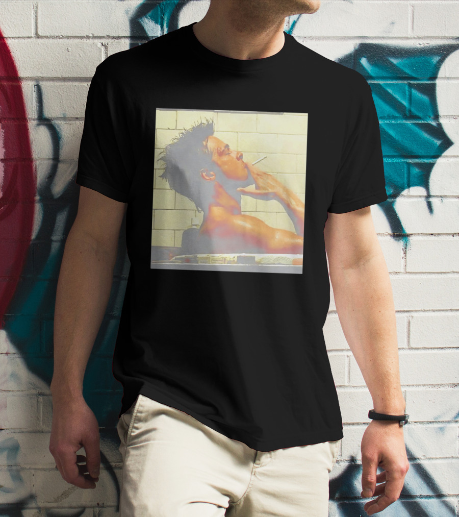 Brad Pitt Fight Club Bathroom Scene Smoking T-Shirt