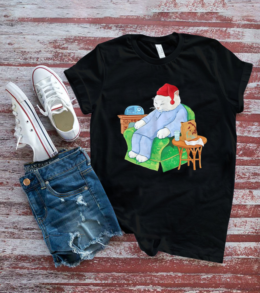 Sleepytime Cat Cartoon Cozy Scene With Tacos T-Shirt