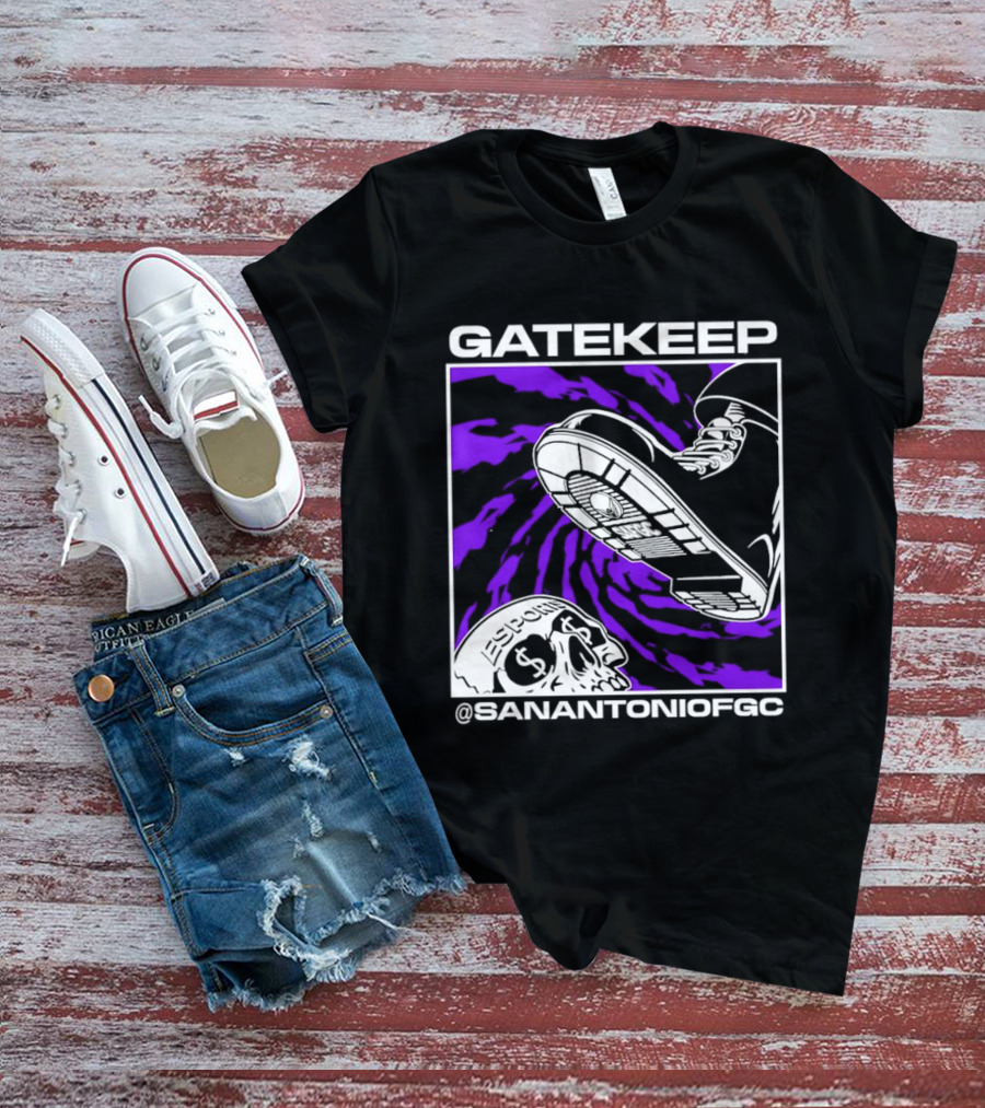 Gatekeep San Antonio Fighting Game Community Sneaker Skull T-Shirt