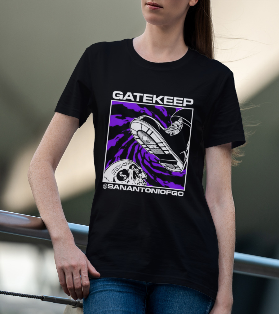 Gatekeep San Antonio Fighting Game Community Sneaker Skull T-Shirt
