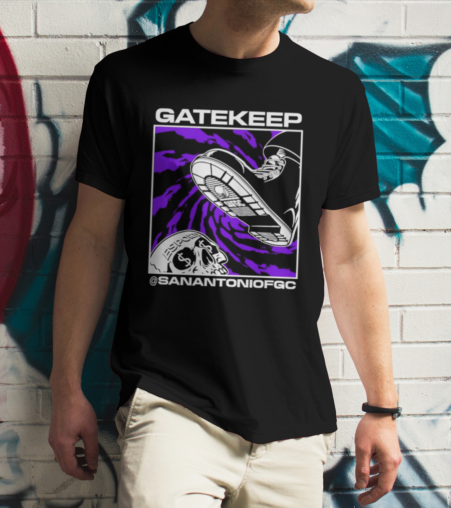Gatekeep San Antonio Fighting Game Community Sneaker Skull T-Shirt