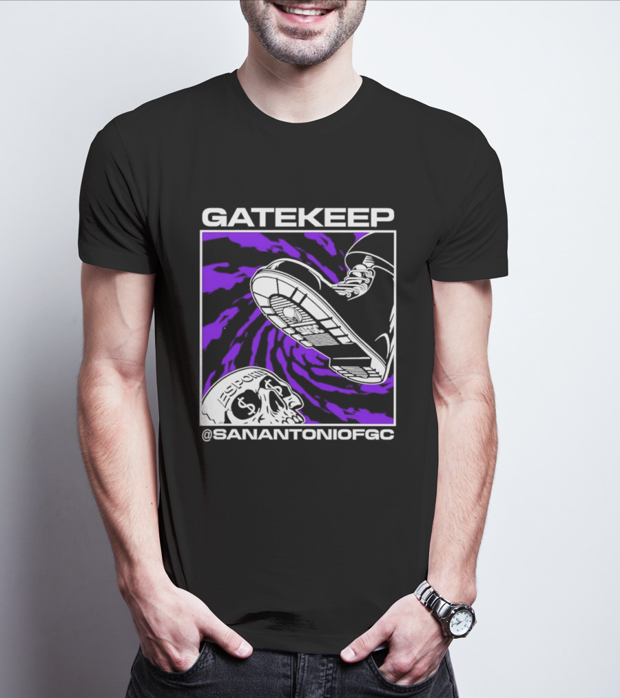 Gatekeep San Antonio Fighting Game Community Sneaker Skull T-Shirt