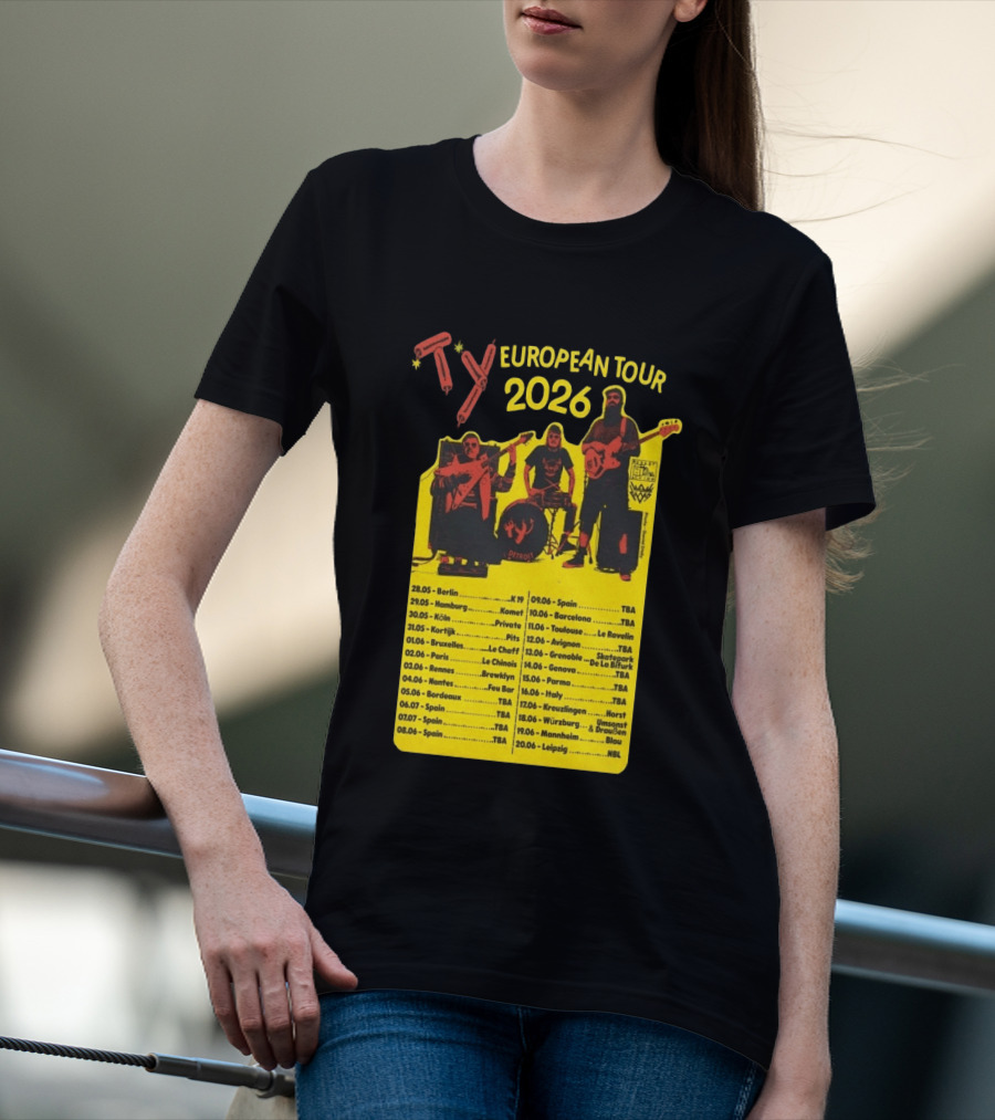 TY European Tour 2026 Band Tour Dates T-Shirt