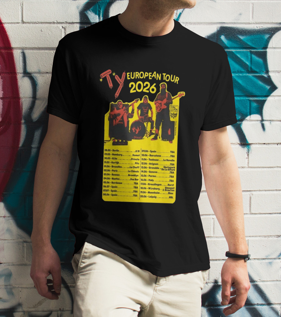 TY European Tour 2026 Band Tour Dates T-Shirt