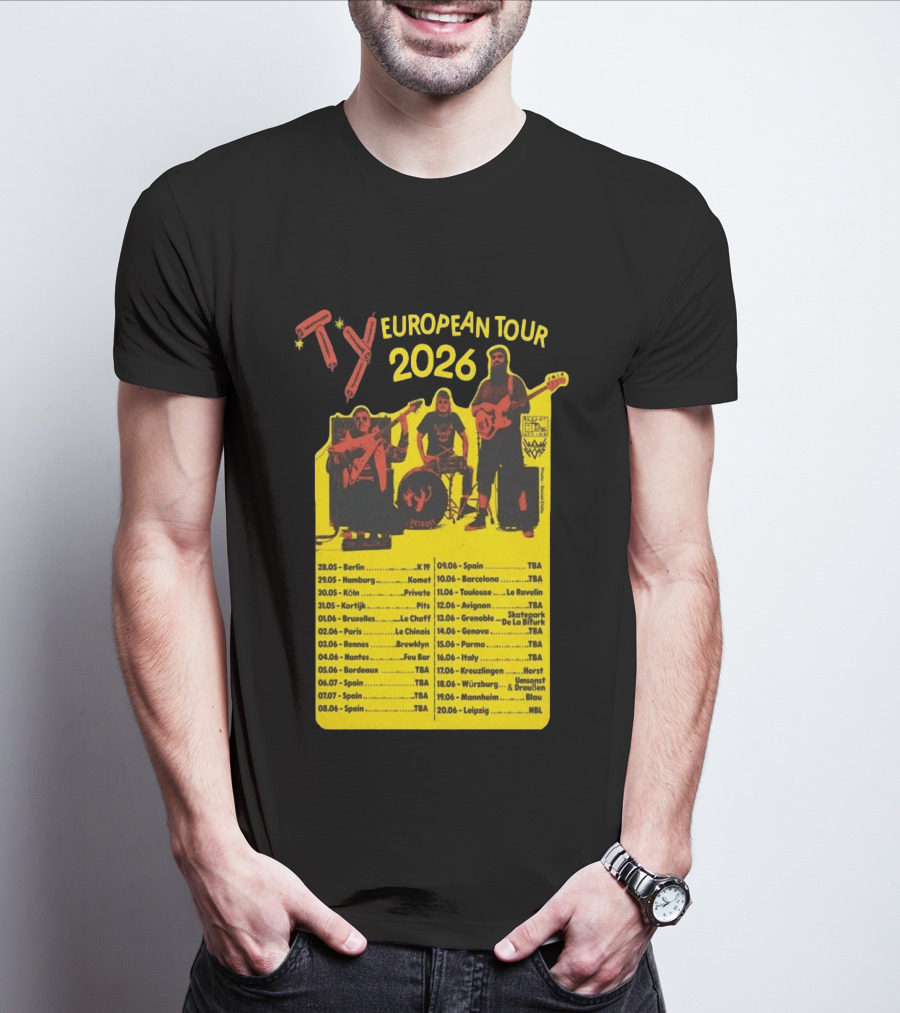 TY European Tour 2026 Band Tour Dates T-Shirt