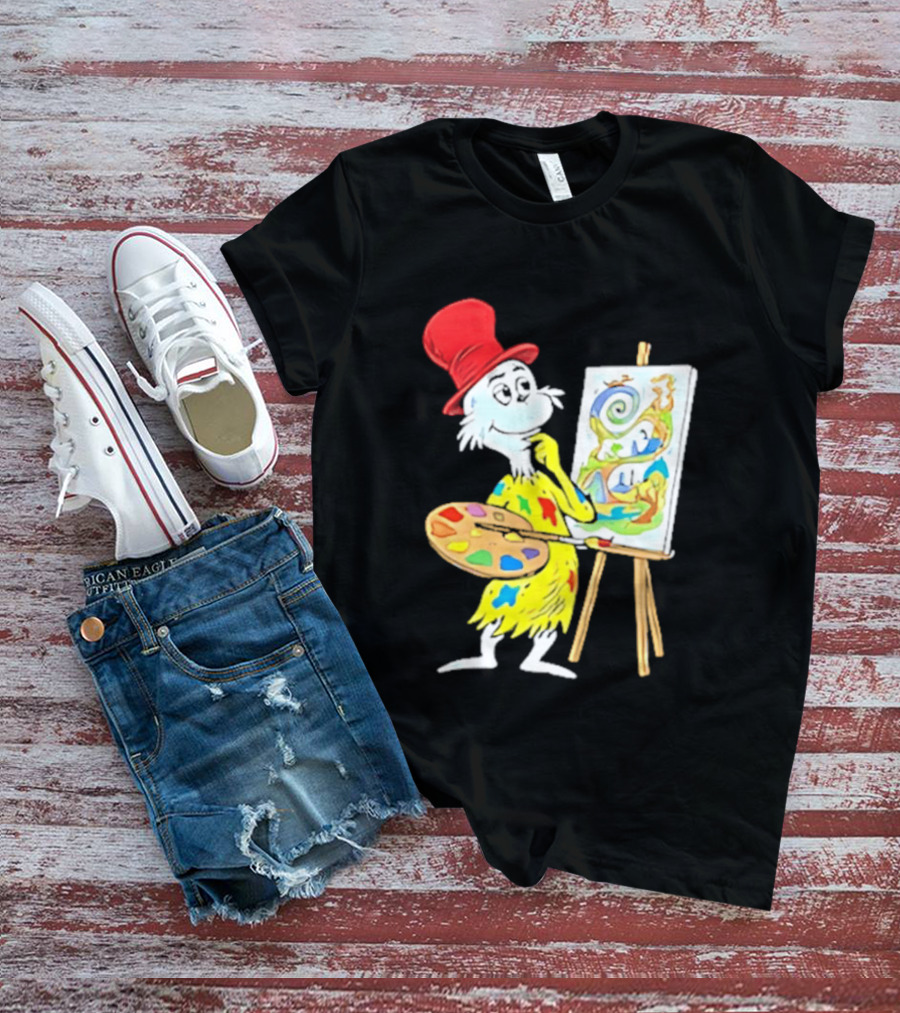 Sam I Am Red Hat Palette Painting Easel Whimsical Scene T-Shirt