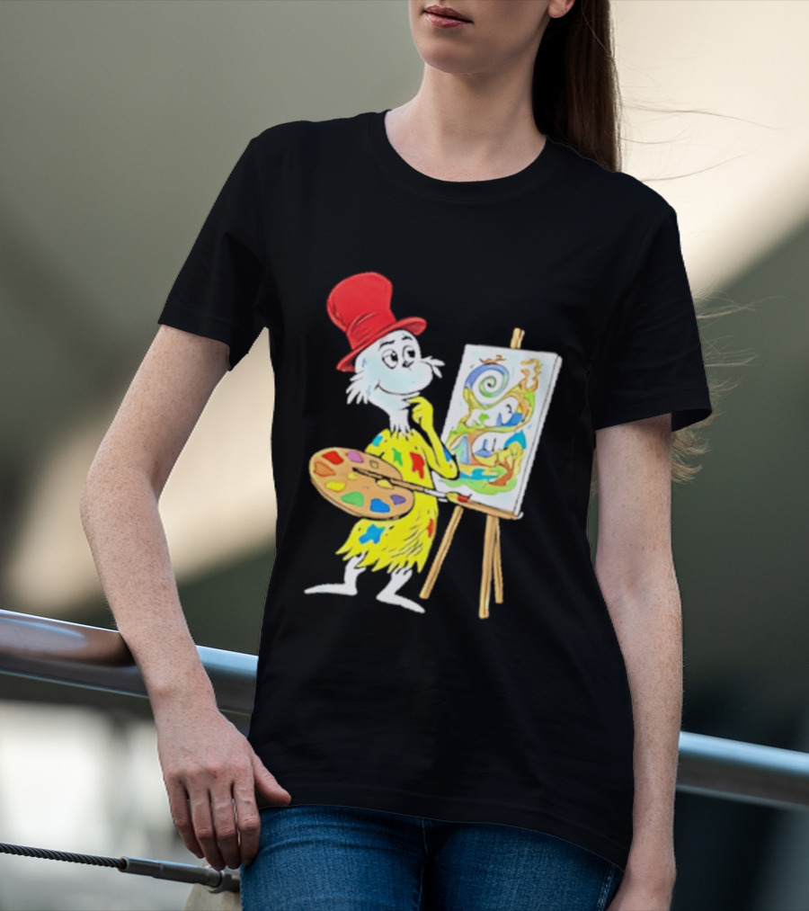 Sam I Am Red Hat Palette Painting Easel Whimsical Scene T-Shirt