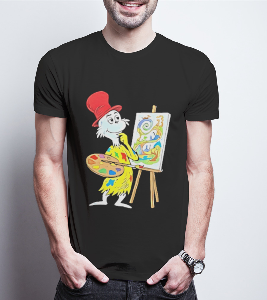 Sam I Am Red Hat Palette Painting Easel Whimsical Scene T-Shirt