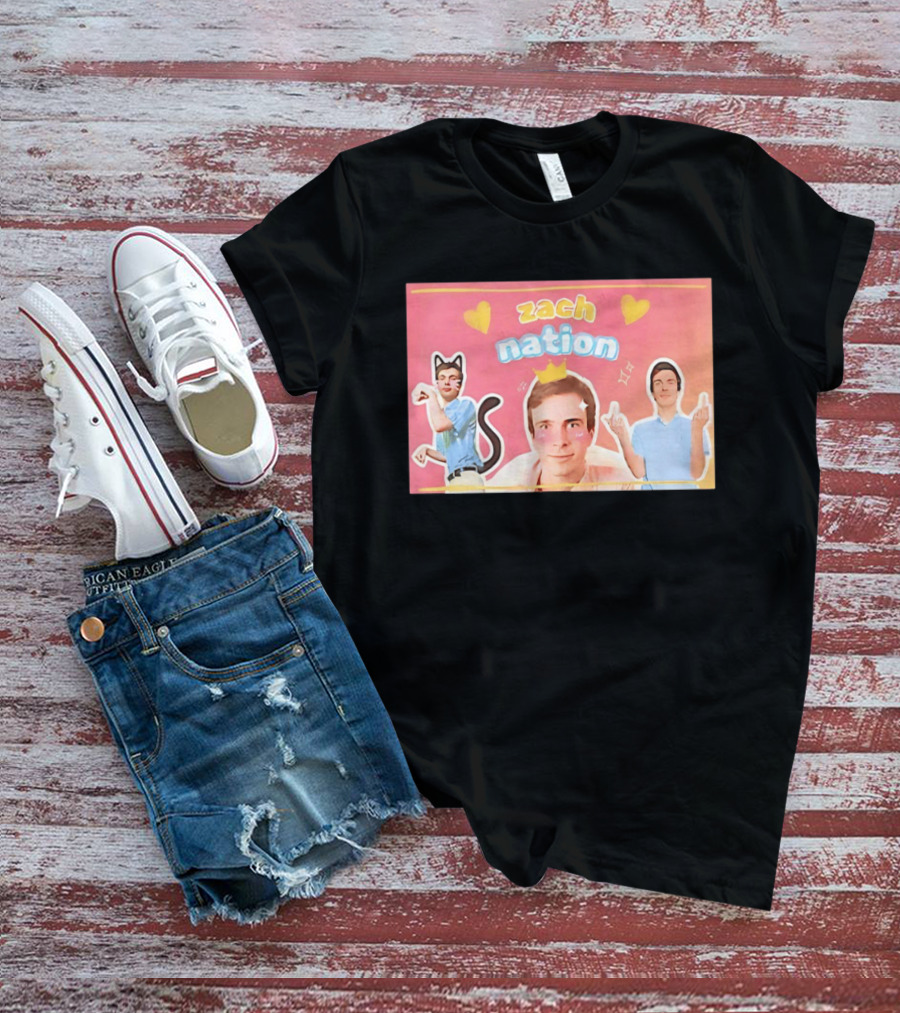 Zach Nation Zachary Sobania Cat Ears Crown Hearts Fun T-Shirt