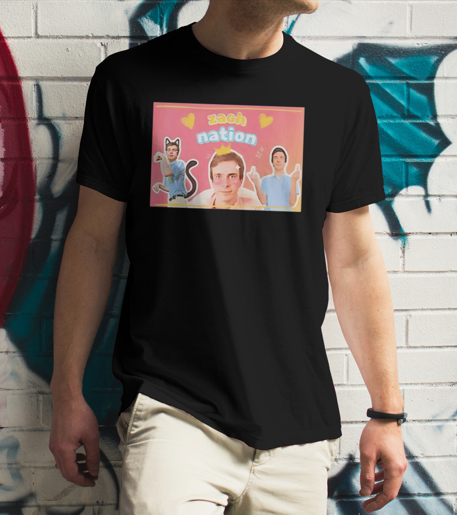 Zach Nation Zachary Sobania Cat Ears Crown Hearts Fun T-Shirt