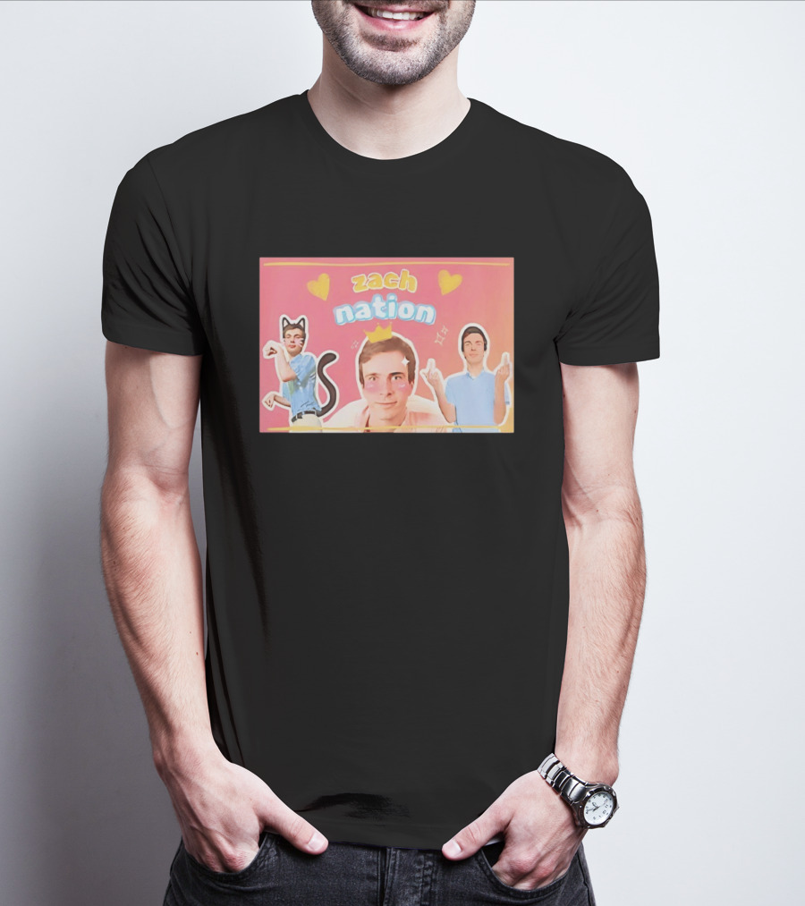 Zach Nation Zachary Sobania Cat Ears Crown Hearts Fun T-Shirt