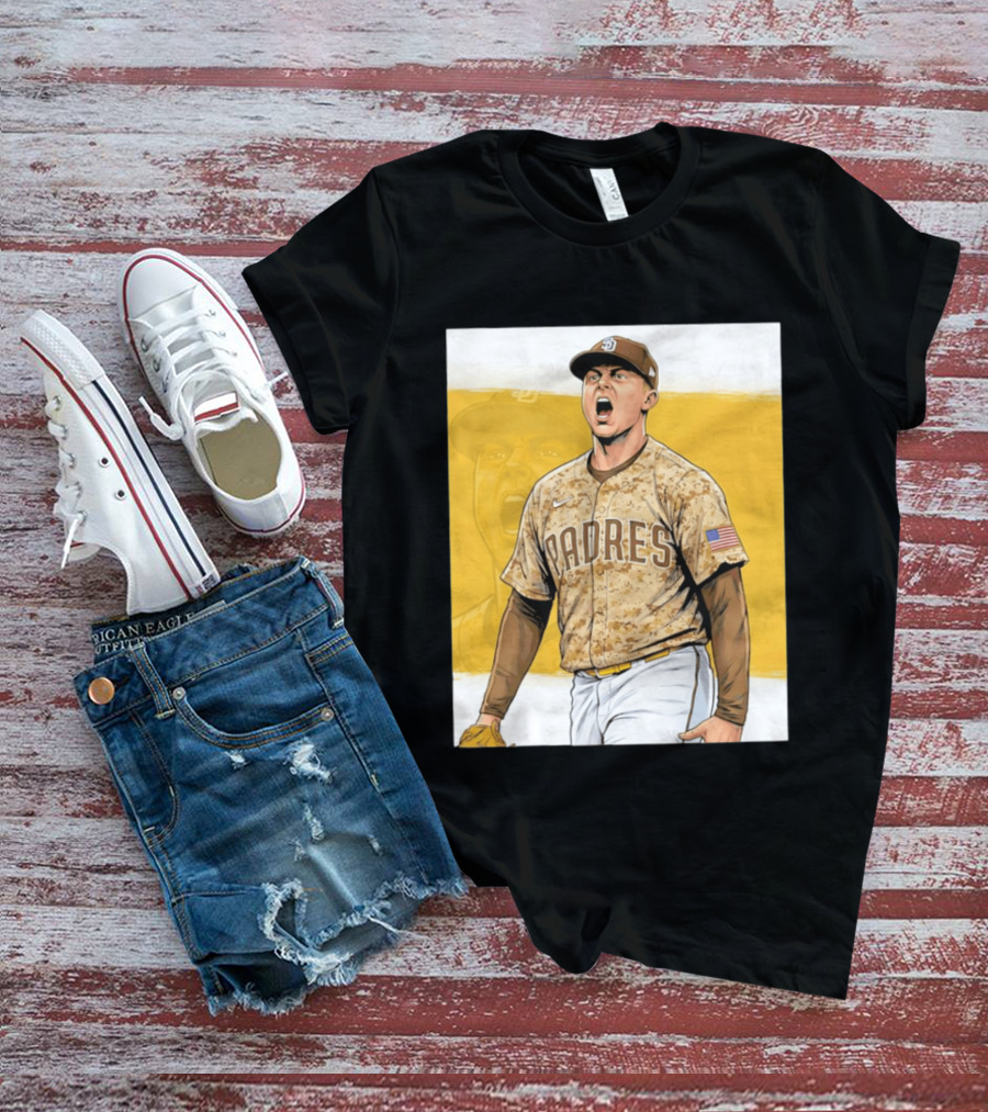 San Diego Padres Camouflage Uniform With Nike And American Flag T-Shirt