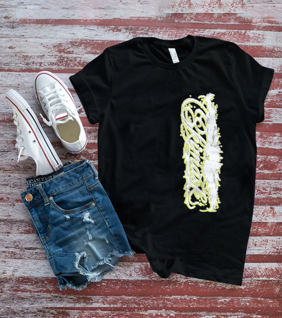Ski Mask Script Neon Yellow Graffiti Style Vertical T-Shirt