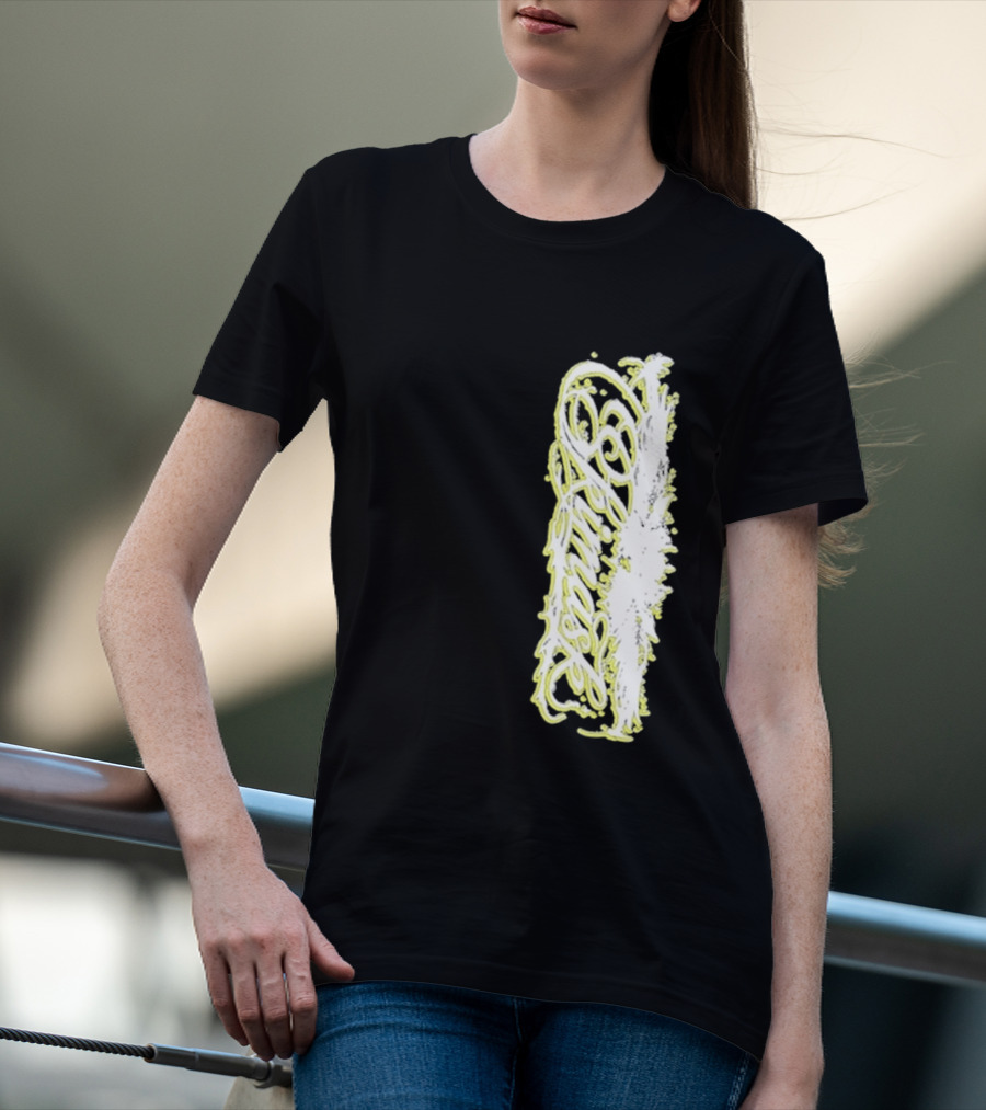 Ski Mask Script Neon Yellow Graffiti Style Vertical T-Shirt