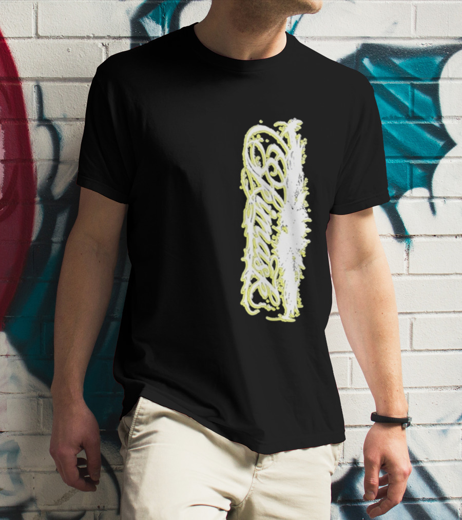 Ski Mask Script Neon Yellow Graffiti Style Vertical T-Shirt
